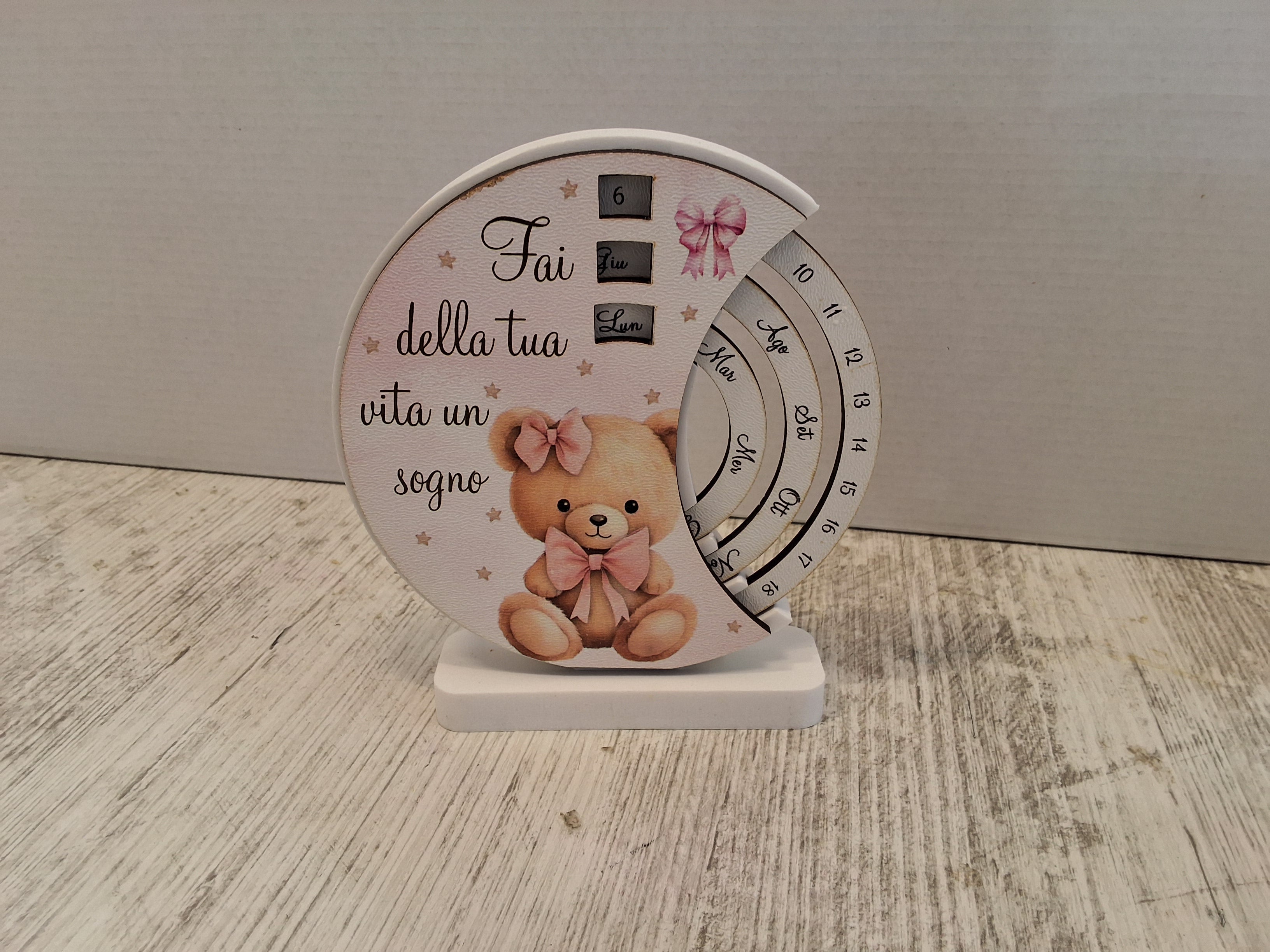 Calendario orsetto rosa mis.12×11