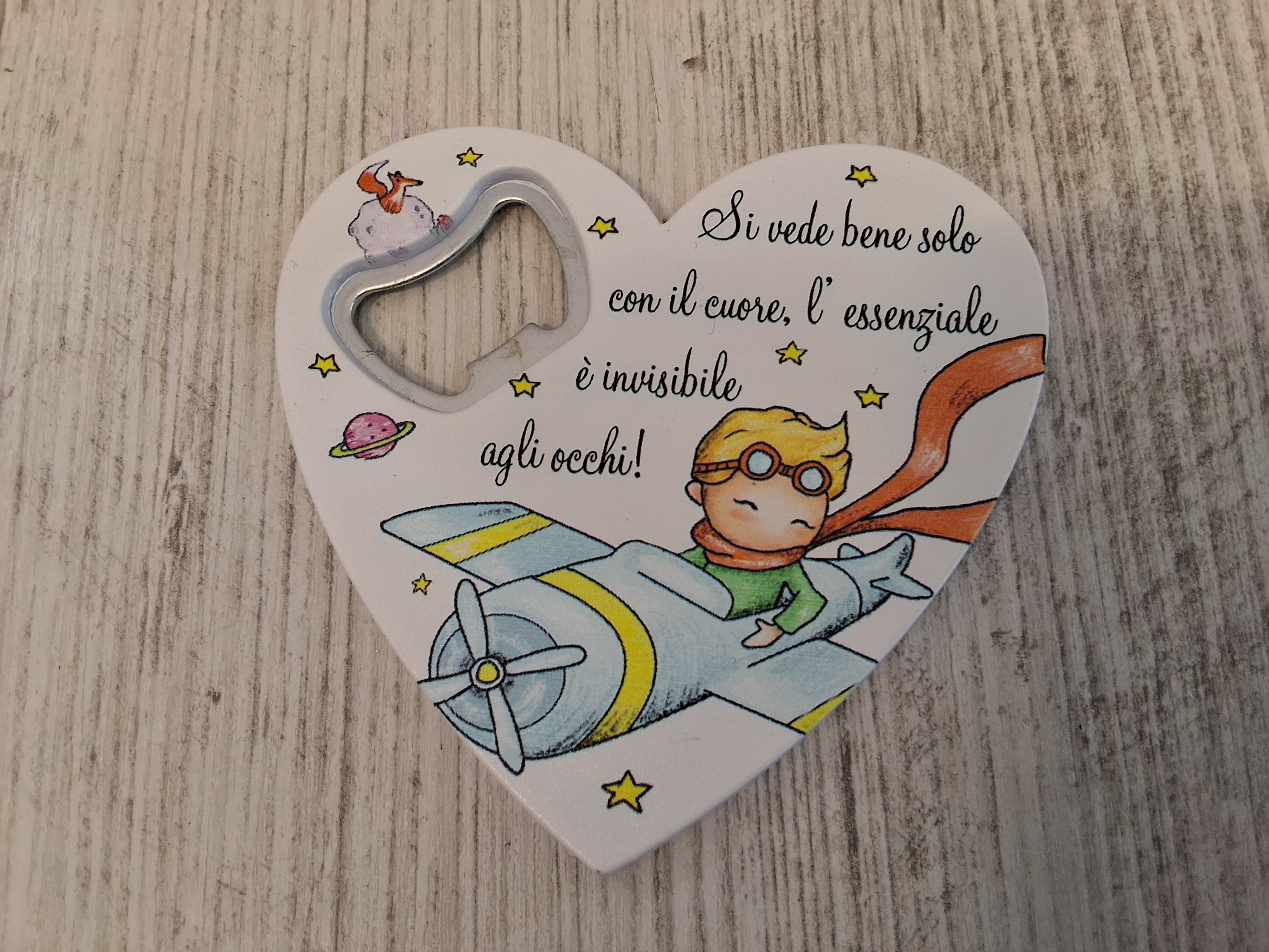 Apri bottiglia cuore Piccolo Principe mis.8,5×8