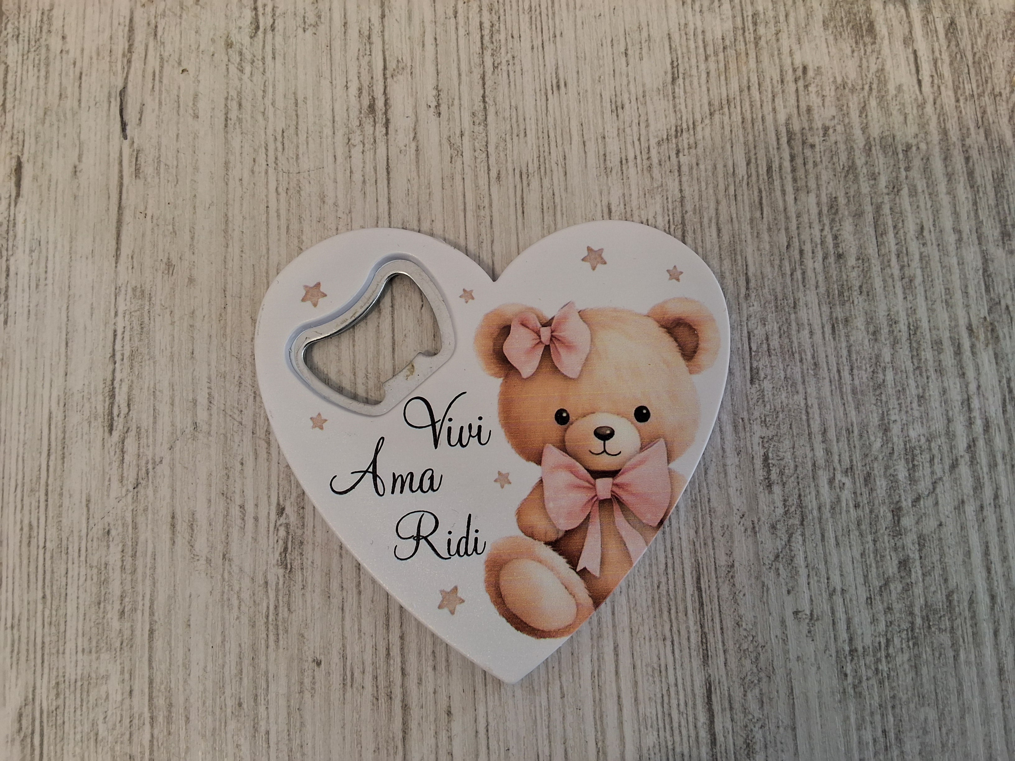 Apri bottiglia cuore orsetto rosa mis.8,5×8