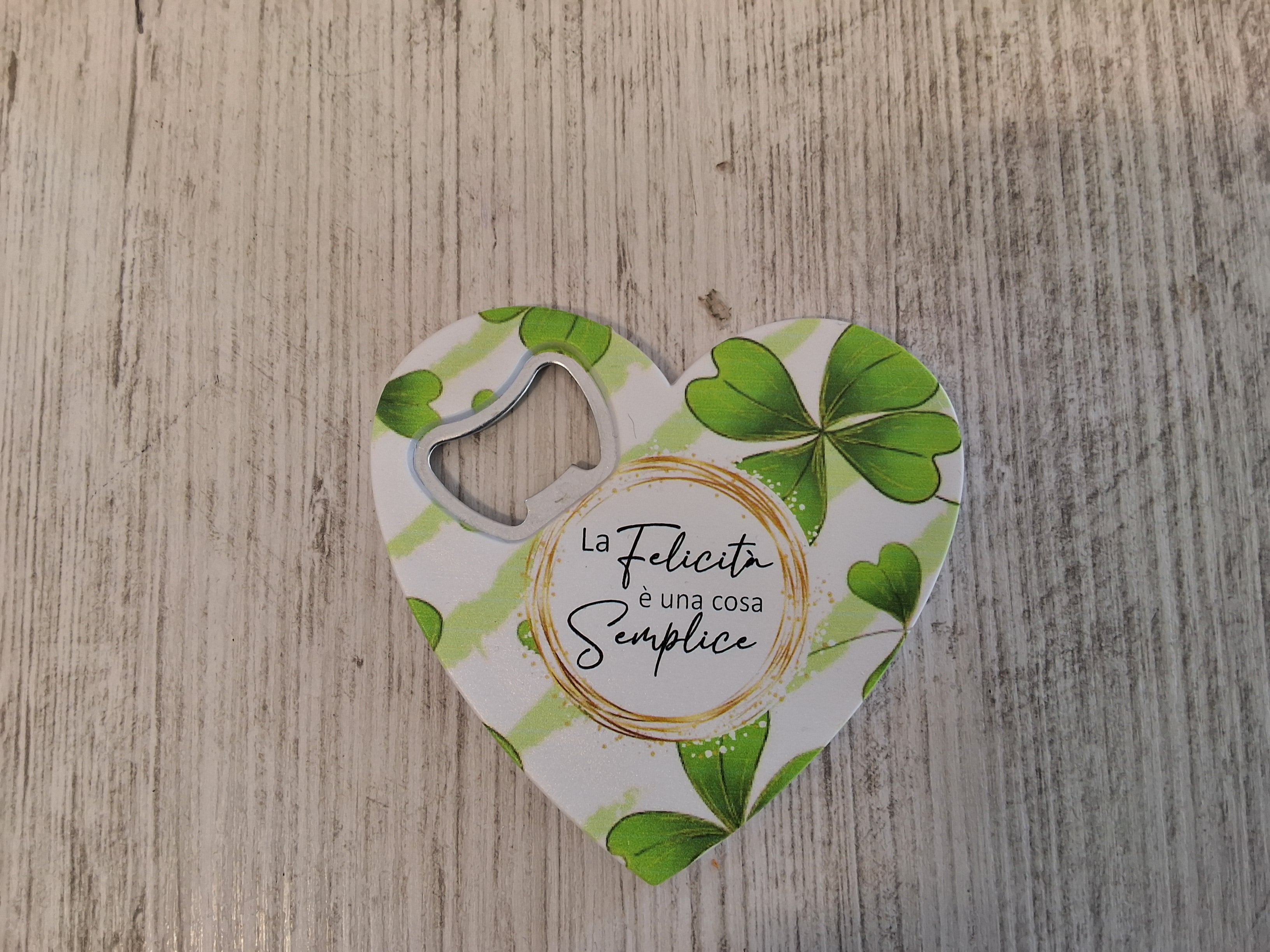 Apri bottiglia cuore quadrifoglio mis.8,5×8