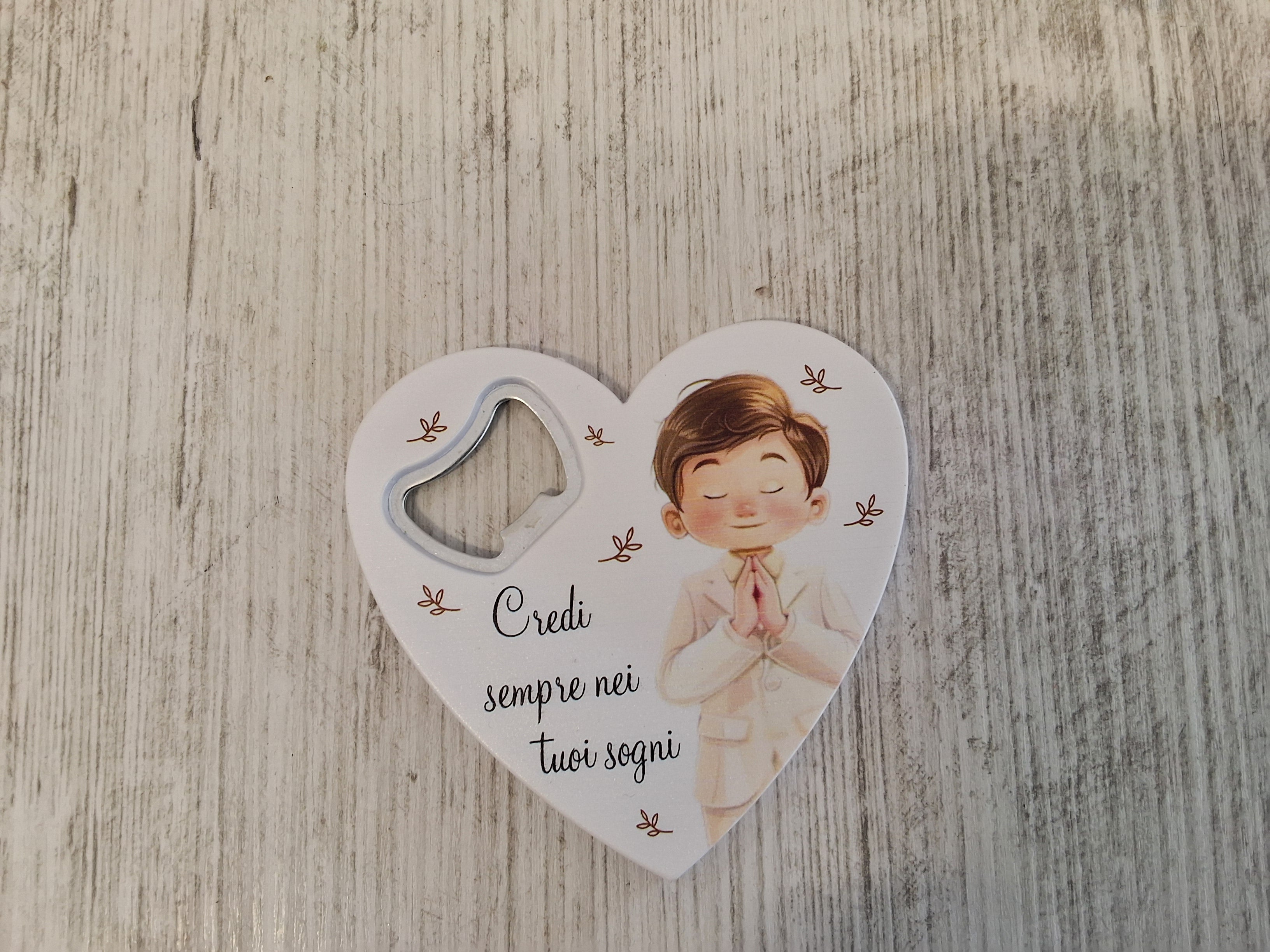 Apri bottiglia cuore Bimbo Prima Comunione mis.8,5×8
