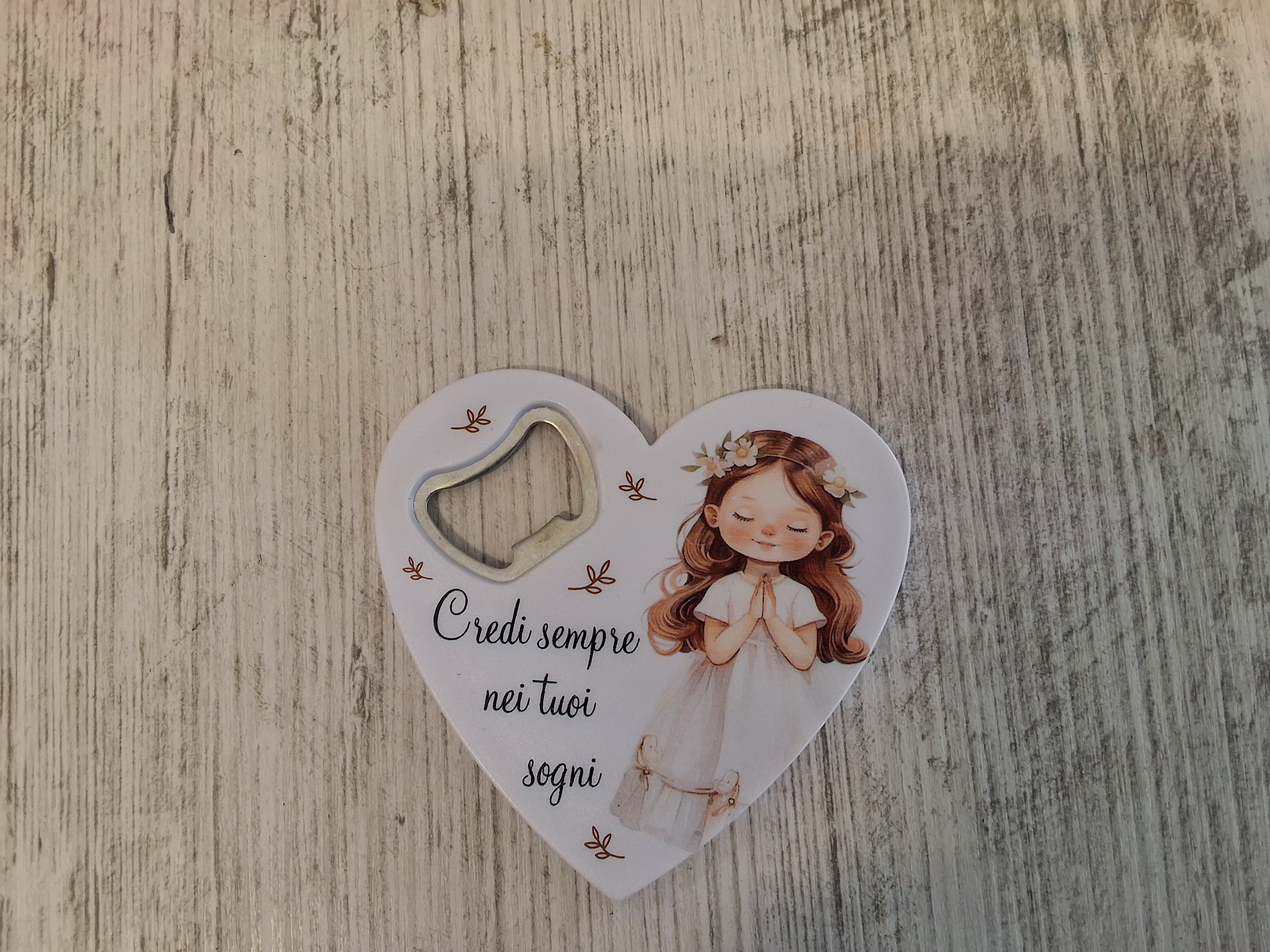 Apri bottiglia cuore Bimba Prima Comunione mis.8,5×8