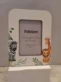 Portafoto Verticale in Legno Tema Safari "Fabien" - Completo di Scatola e Sacchetto Confetti
