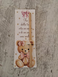 Segnalibro Segnaposto con Matita in Legno Orsetto Rosa - 7x19 cm (Min. 50 pezzi)